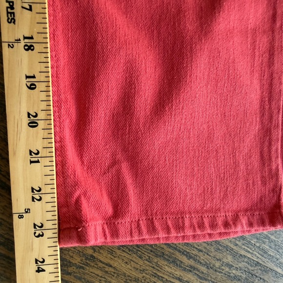 LL Bean Classic Fit Dark Coral Denim Jeans Womens Size 16 Reg Cropped Capris - Picture 8 of 12